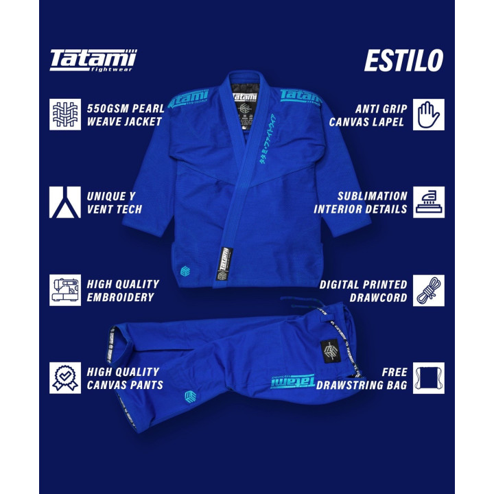 Tatami Estilo Black Label Gi – Blå på Blå BJJ-kimono